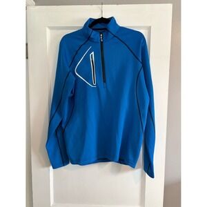 Sunice Men's Blue Quarter-Zip Pullover with Zip Pocket Size Medium